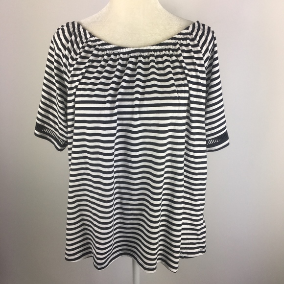 Michael Kors Tops - NWT Michael Kors Blue White Striped Large Blouse
